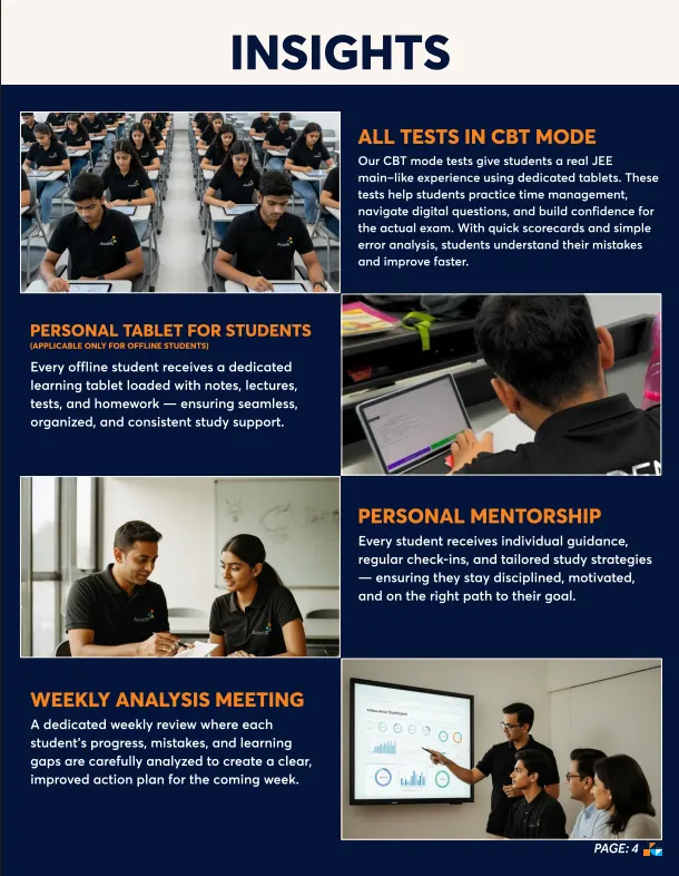 AcadXL Brochure – Insights: CBT Tests, Personal Tablets & Mentorship